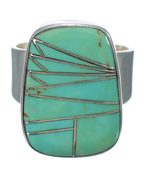 Southwest Sterling Silver And Turquoise Inlay Jewelry Ring Size 5-3/4 WX63126